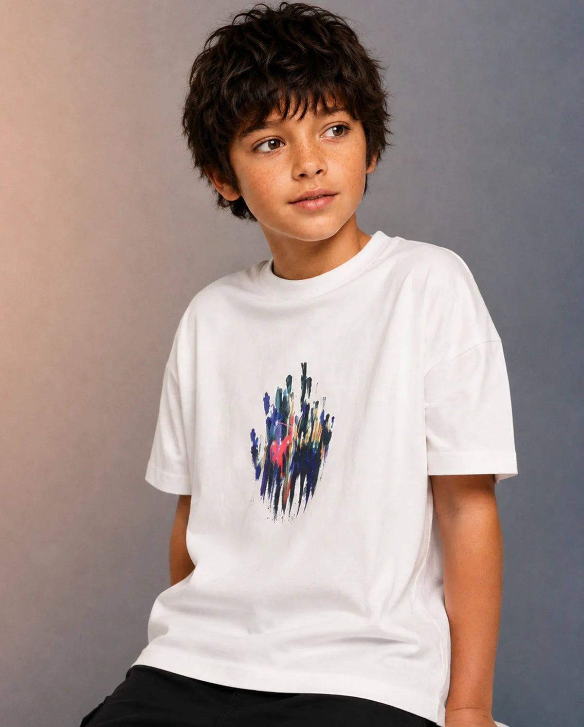 Rare Ones Boys Knight Cotton Blend T-Shirt - Off White