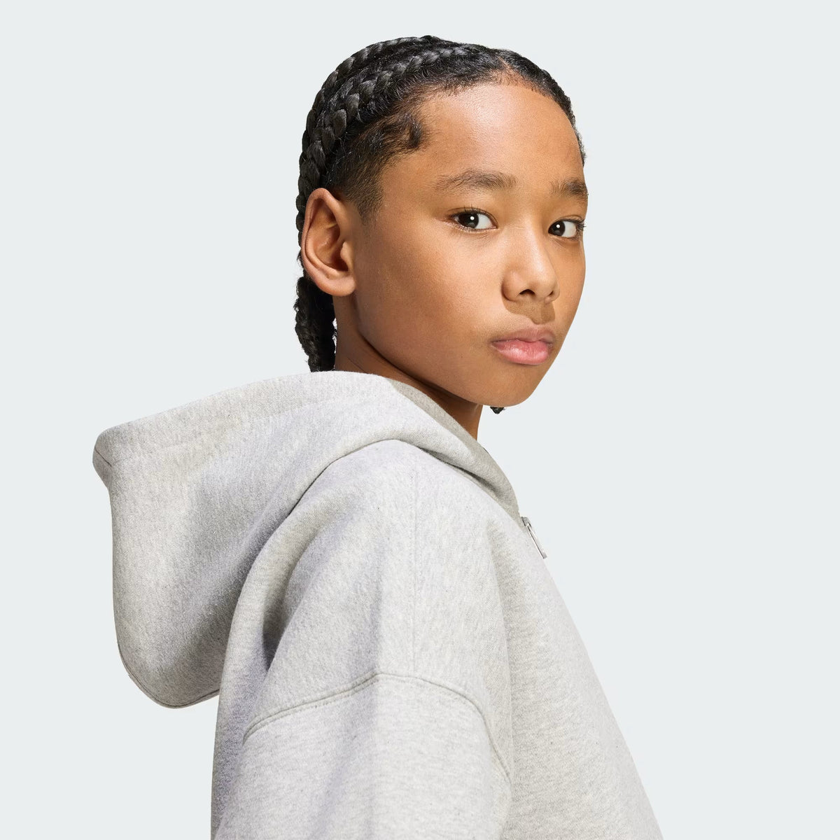 Adidas Oversized Full Zip Hoodie Fleece Grey