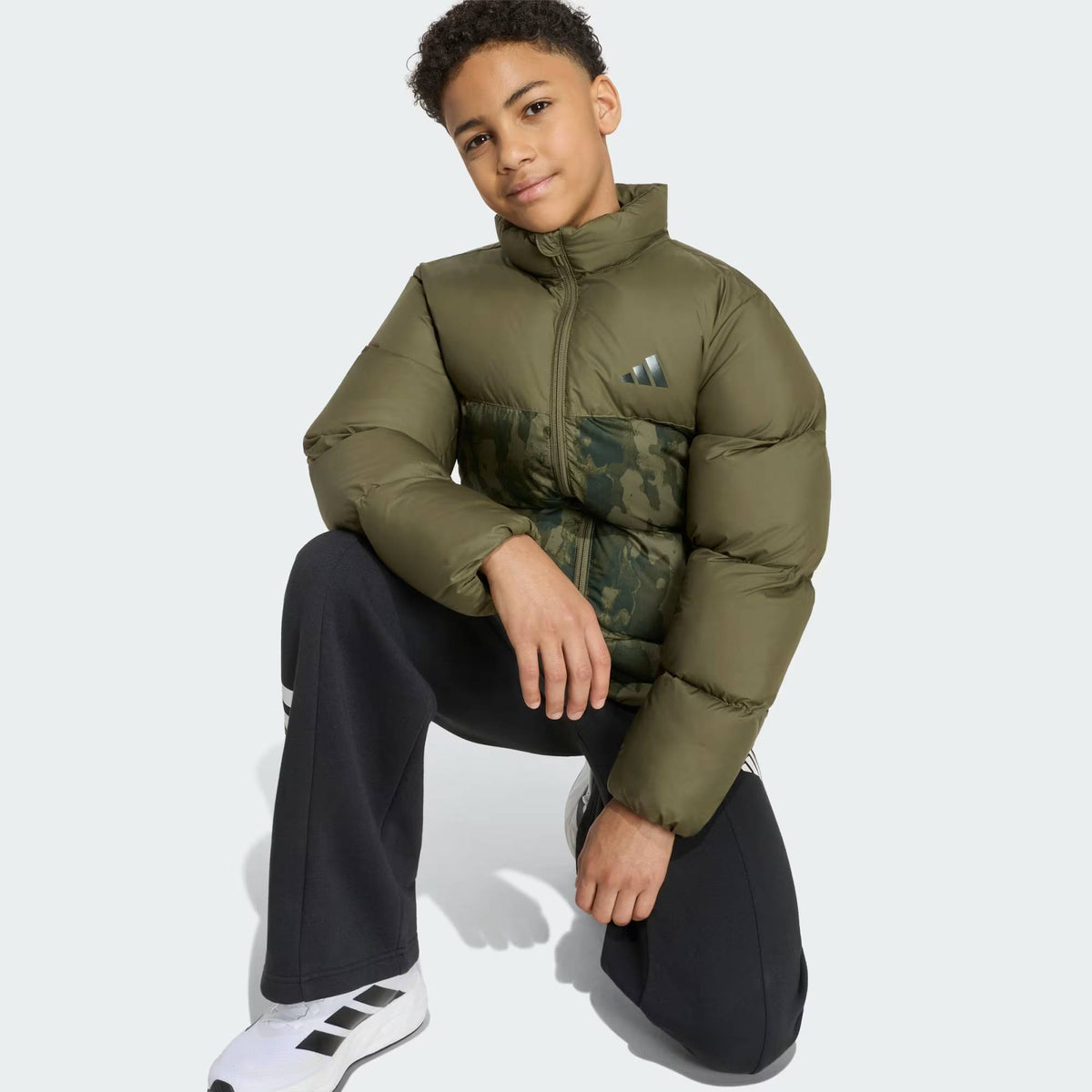 Adidas Synthetic Down Allover Print Jacket Green