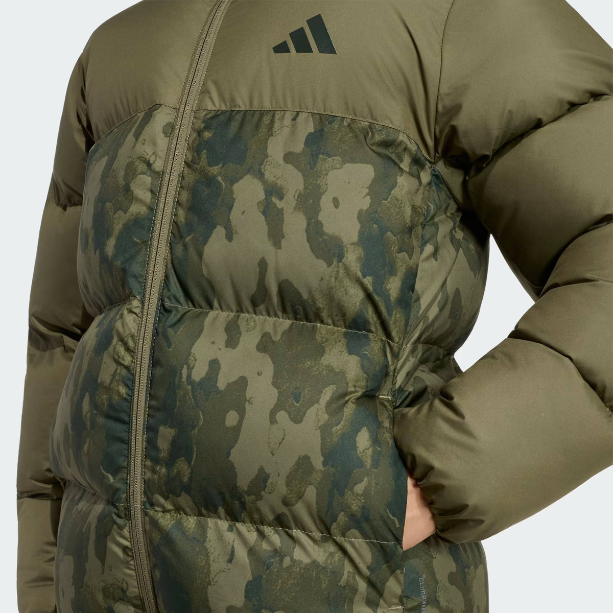 Adidas Synthetic Down Allover Print Jacket Green