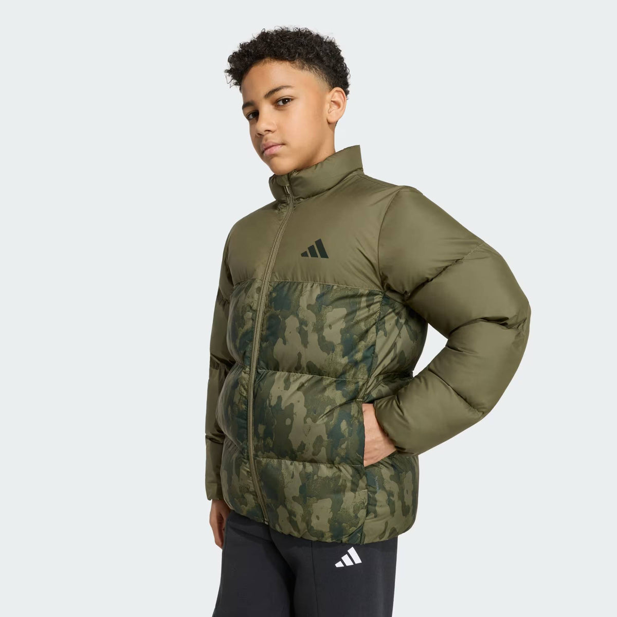 Adidas Synthetic Down Allover Print Jacket Green