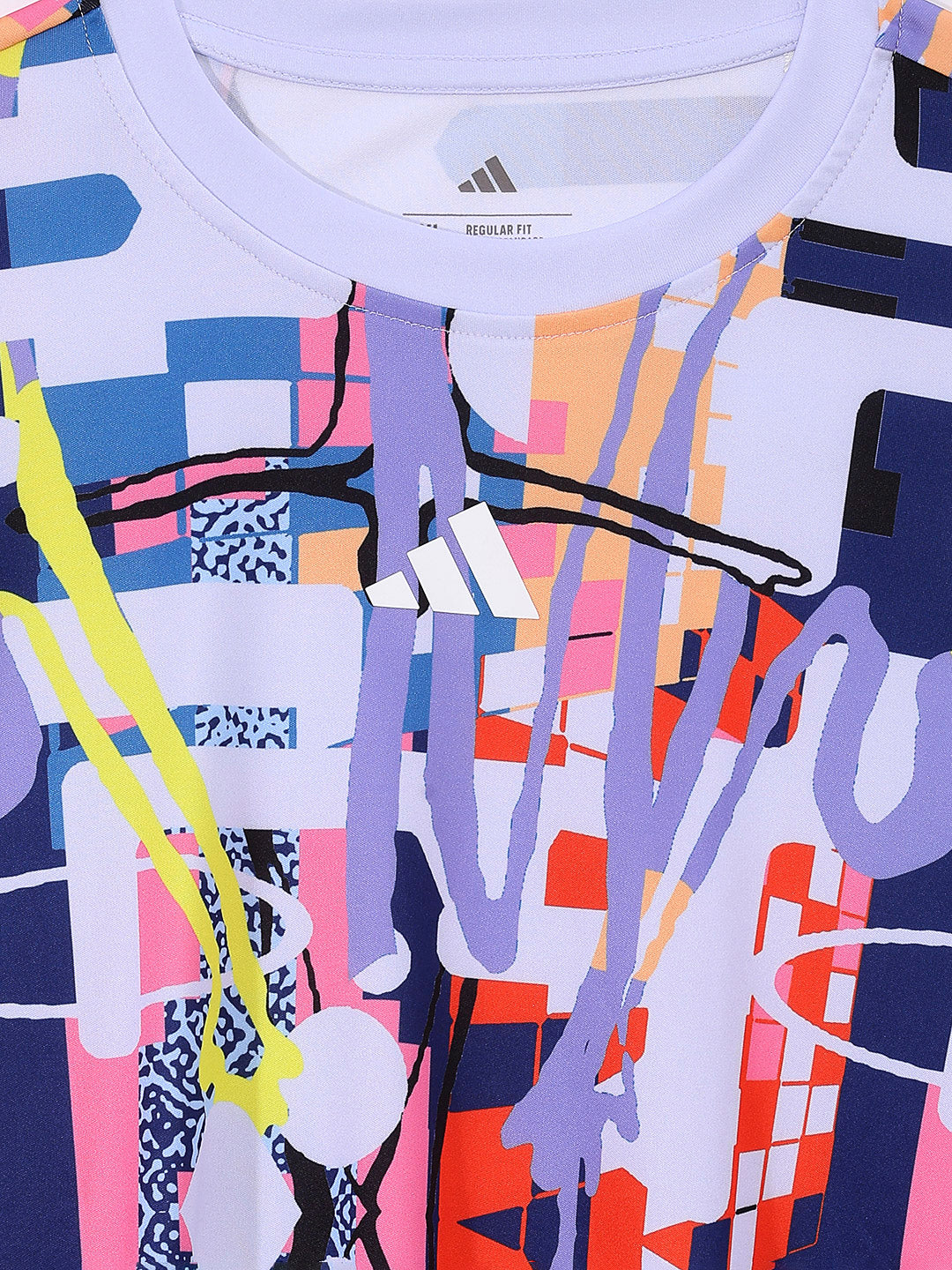 Adidas Recycled Polyester Printed T-Shirt Purple