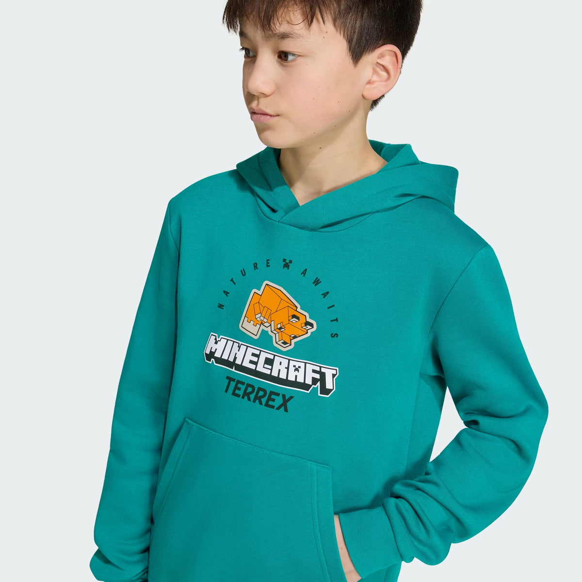 Adidas Cotton Blend Printed Hoodie Green