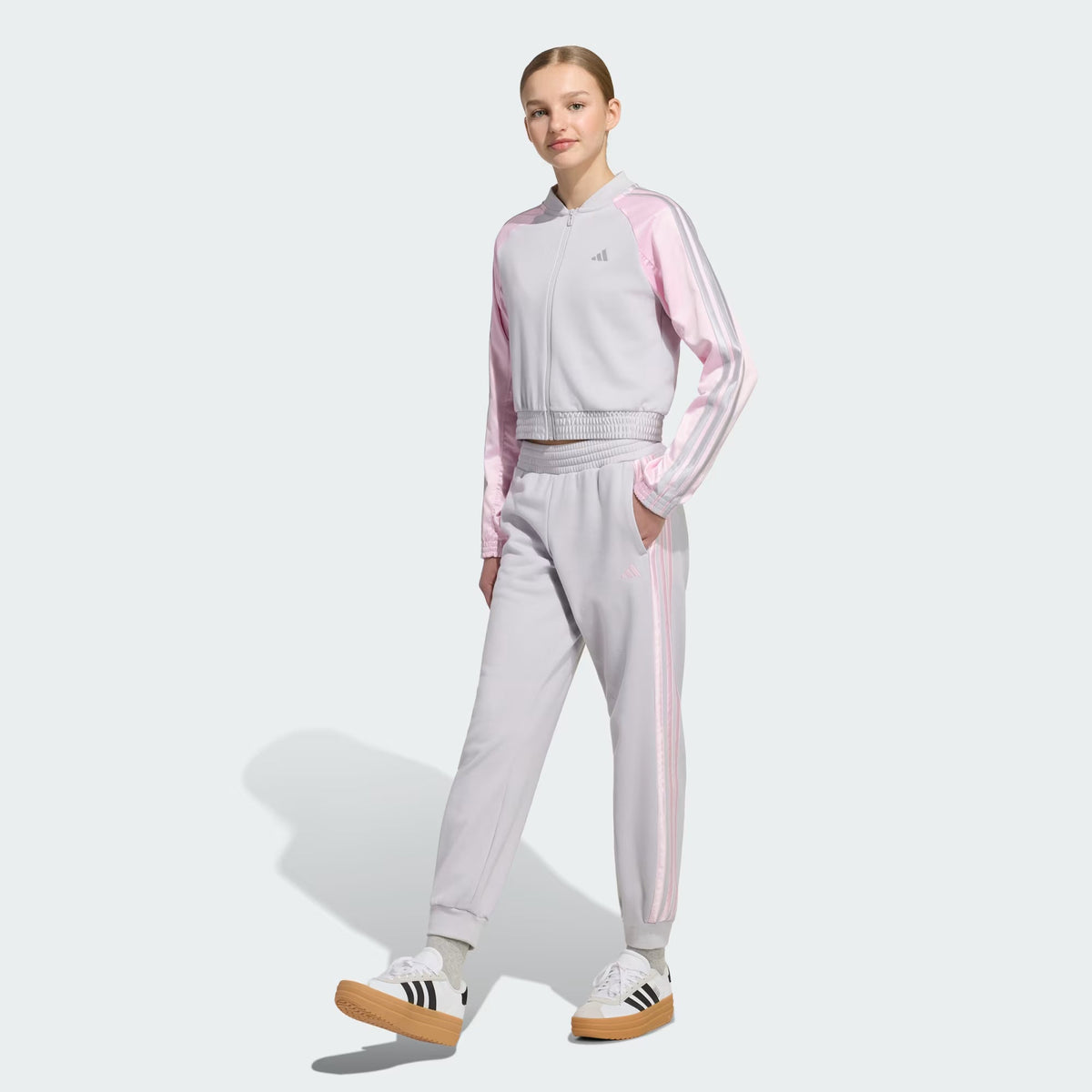 Adidas Cotton Blend Printed Tracksuit Grey