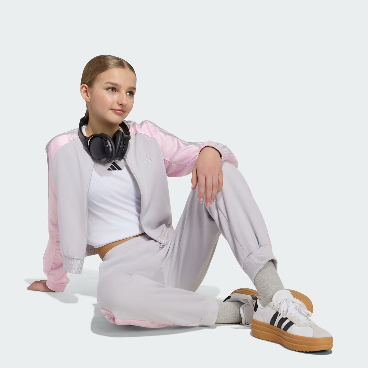 Adidas Cotton Blend Printed Tracksuit Grey