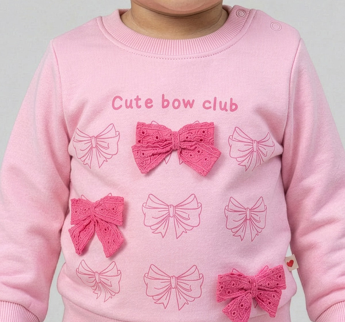 Bow Applique Sweatshirt Pink