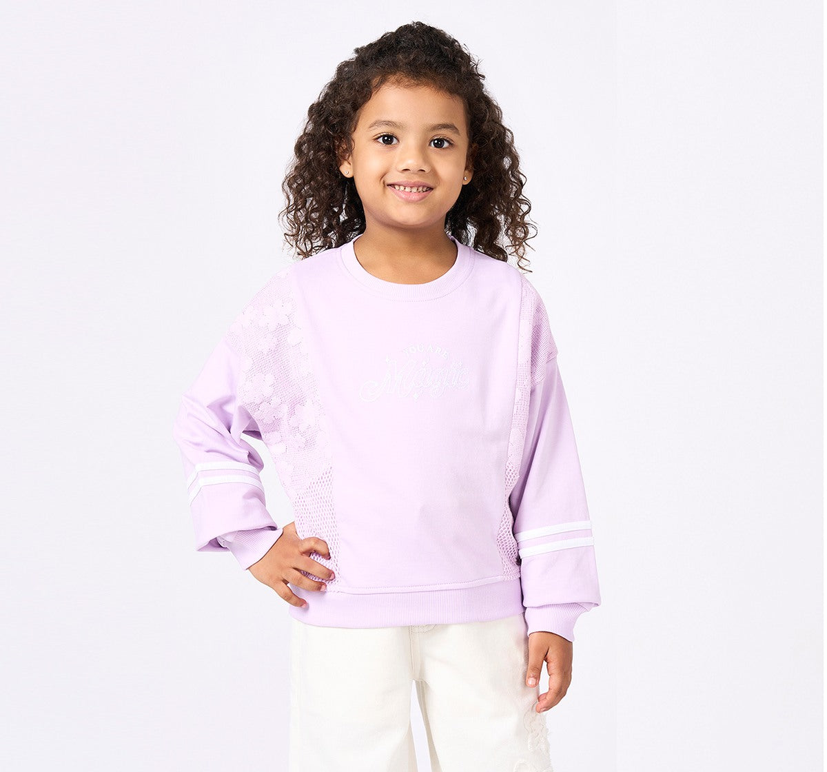 Sweatshirt with Lace and Mech Details Lilac