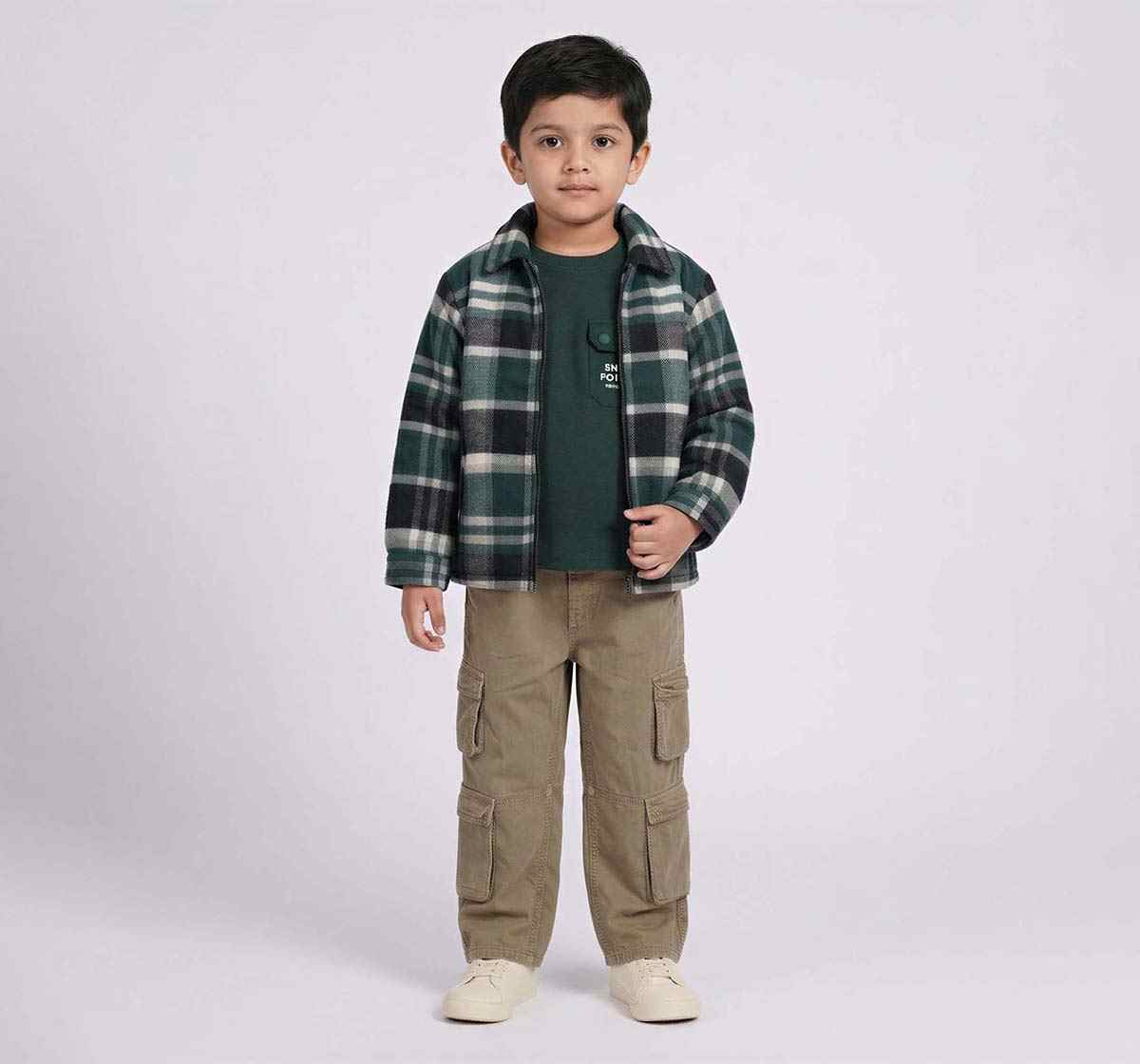 Yarn Dyed Checks Puffer Jacket Green