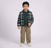 Yarn Dyed Checks Puffer Jacket Green