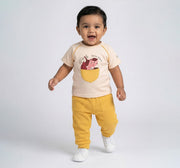 Raglan Sleeve Tee & Waffle Bottoms Set Off-White