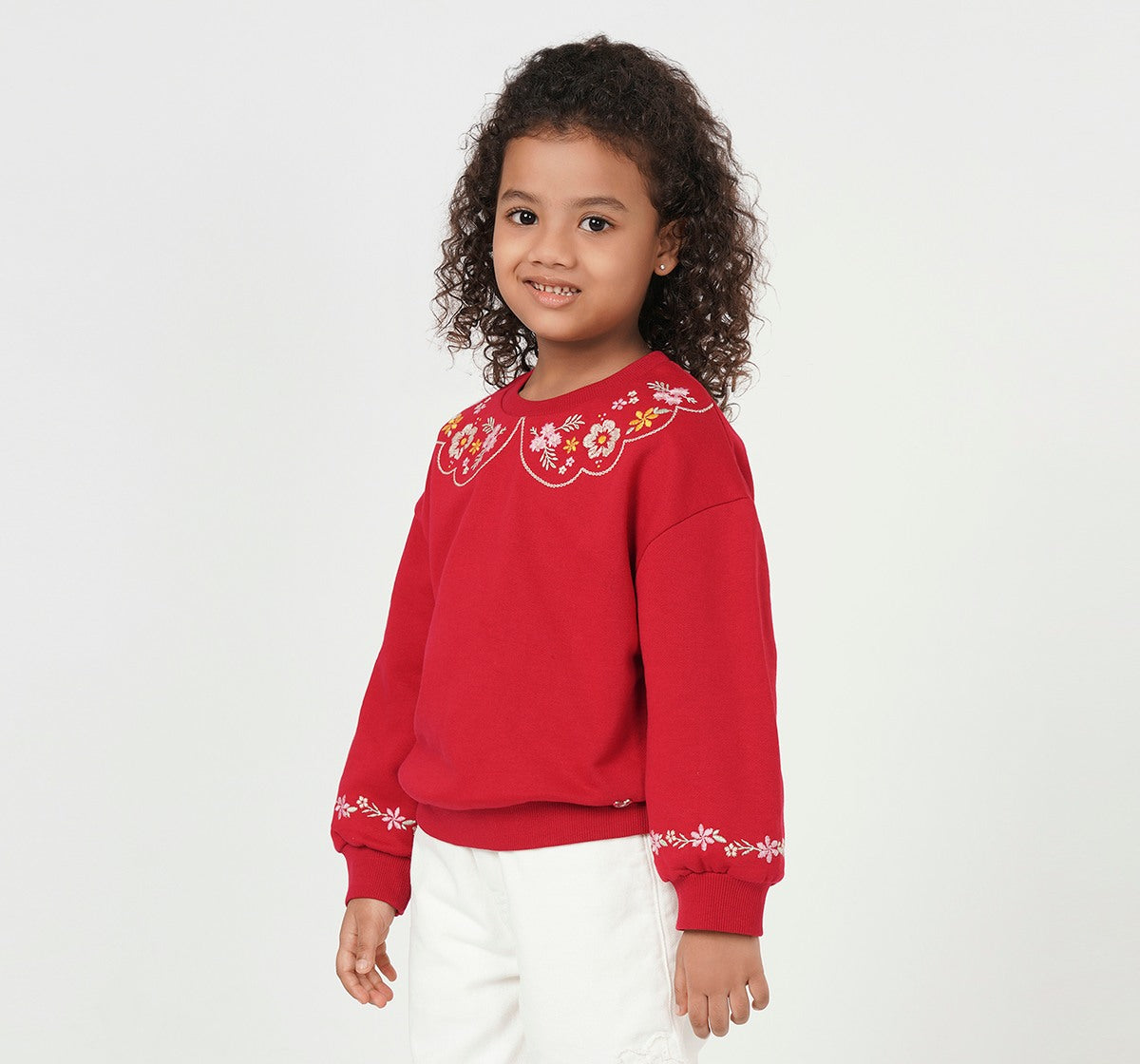 Sweatshirt with Mock Collar Emb Burgundy