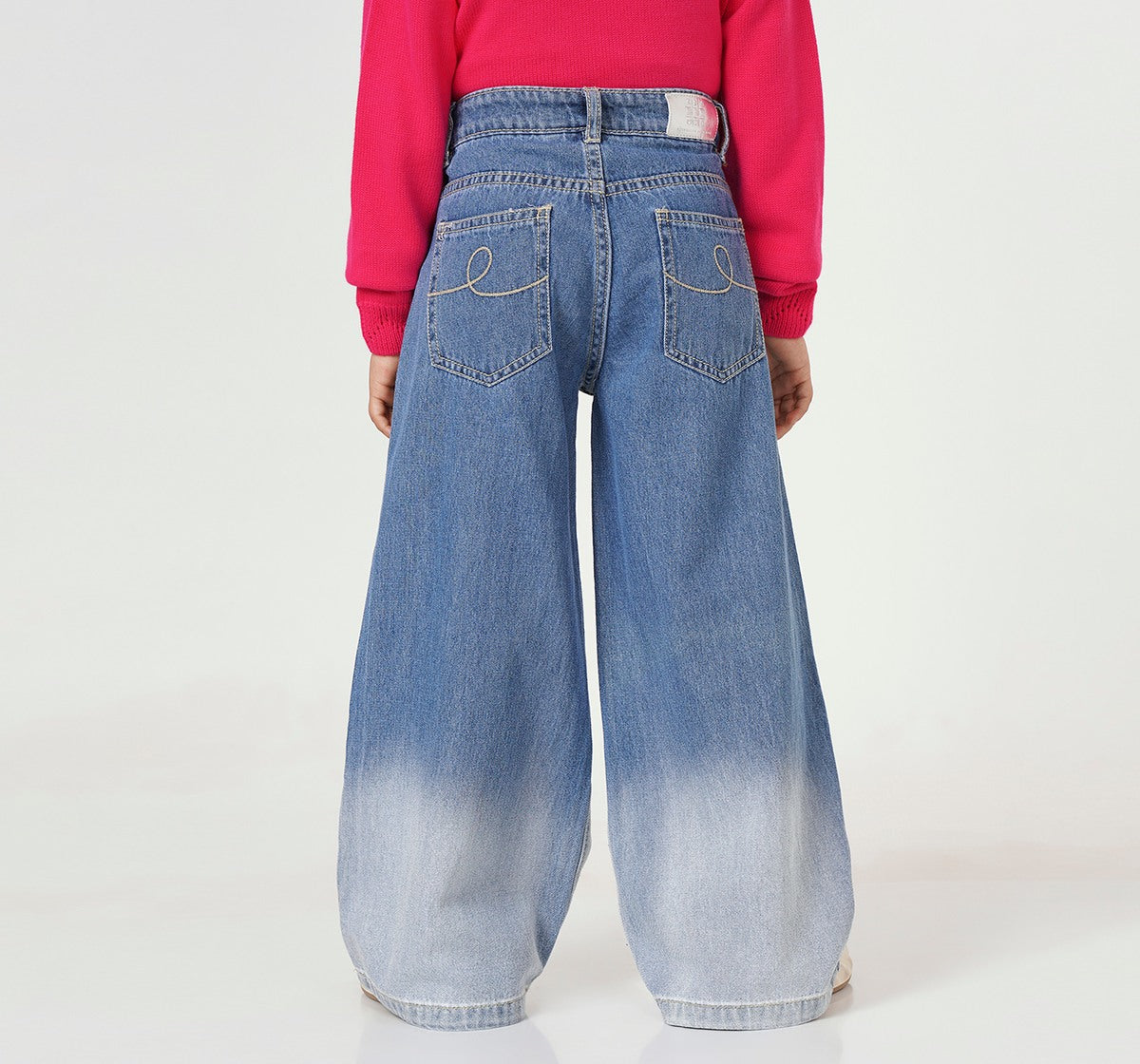 Wide Leg Fit Stud Jeans Blue