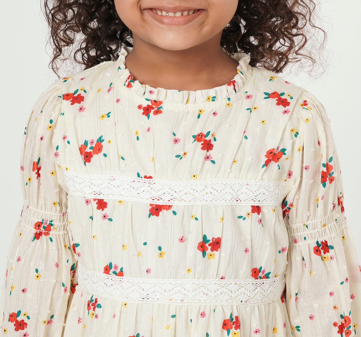 Dress with Ladder Lace Detail Multicolor