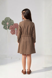 Girls Brown Embroidered Cotton Wear