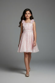 Girls Light Pink Sleeveless Tissue Party Dress