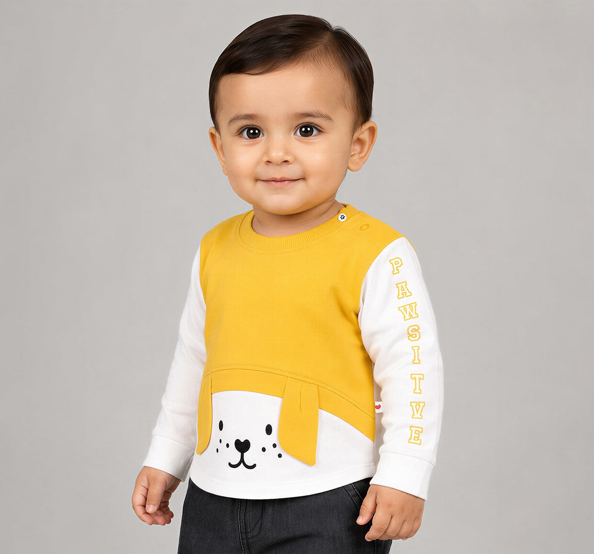 Mock Layered Sweatshirt with 3D Detail Yellow