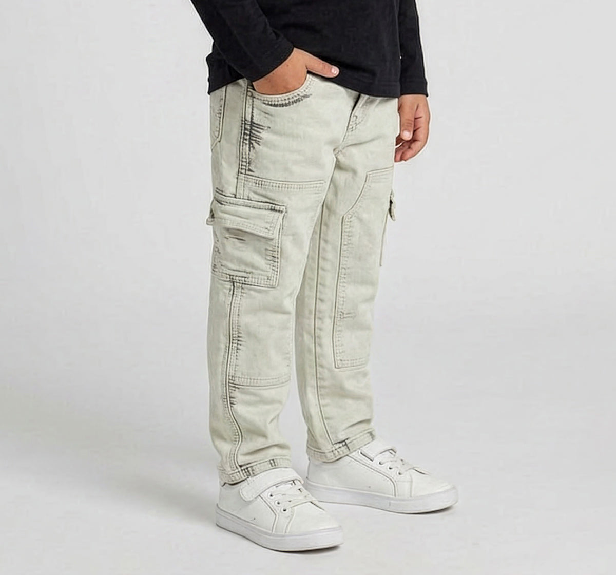 Cloud Wash Denim Bottom Off White
