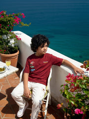 Boys Red Digital Print Oversized T-Shirt