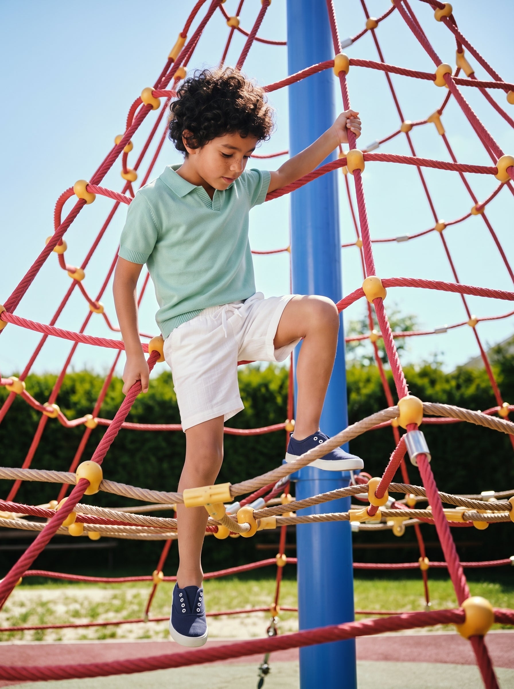 Boys White Textured Cotton Shorts Relaxed Fit