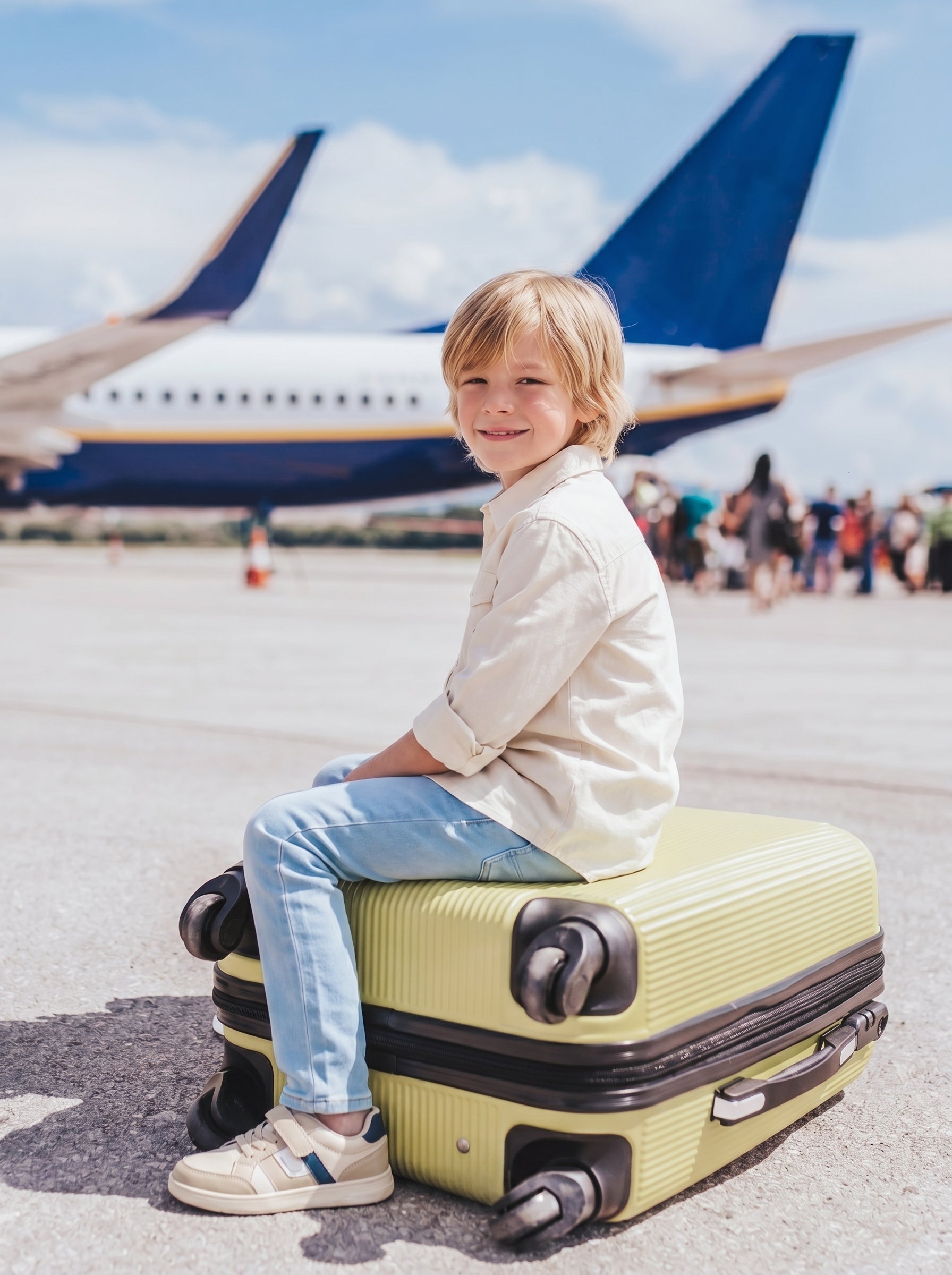 Boys Light Wash Back Stripe Straight Denim