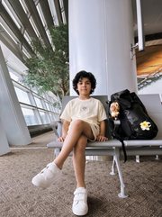 Boys Off White Cotton Blend Textured Oversized T-Shirt