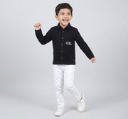 Knitted Half Sleeves Shirt Black Full Sleeves