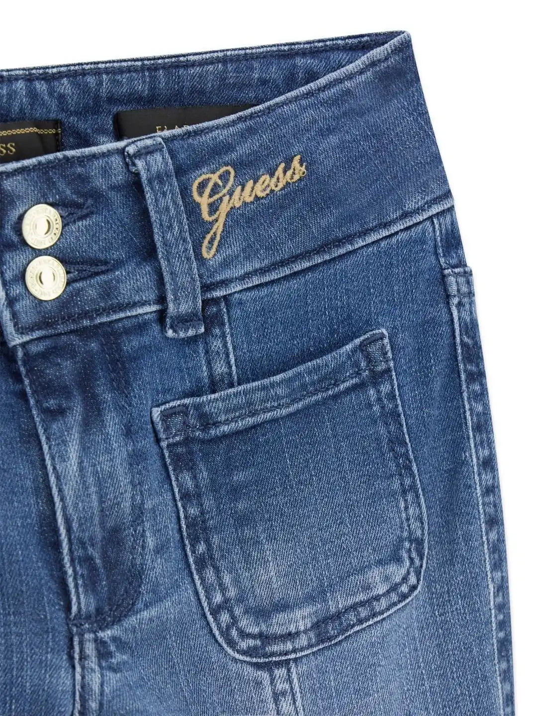 GUESS Girls Regular Fit Mid-Rise Light Fade Blue Jeans