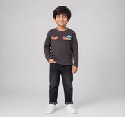 Half Sleeves T-Shirt with Applique Brown Regular Fit