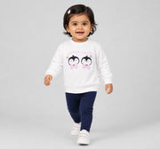 Sweatshirt with Print & Bow Applique Off-White