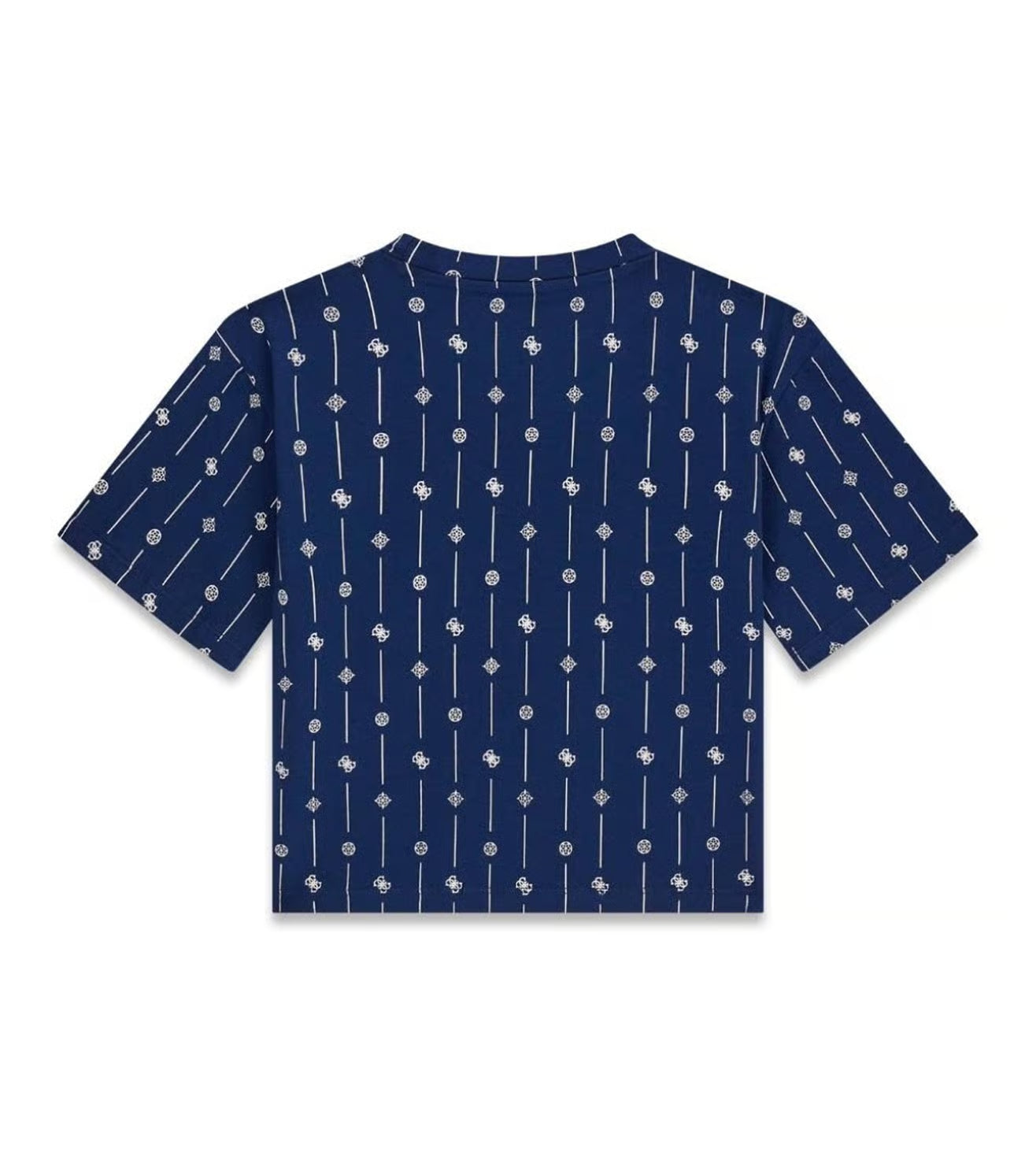 GUESS Girls Blue Printed Regular Fit Cotton T-Shirt