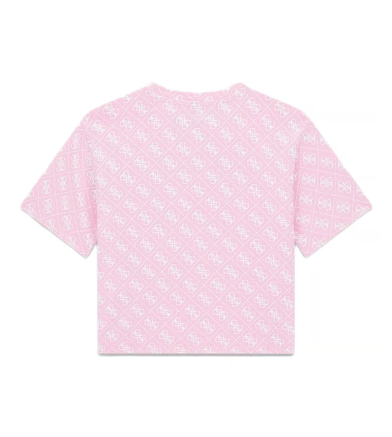 GUESS Girls Pink Printed Regular Fit Cotton T-Shirt