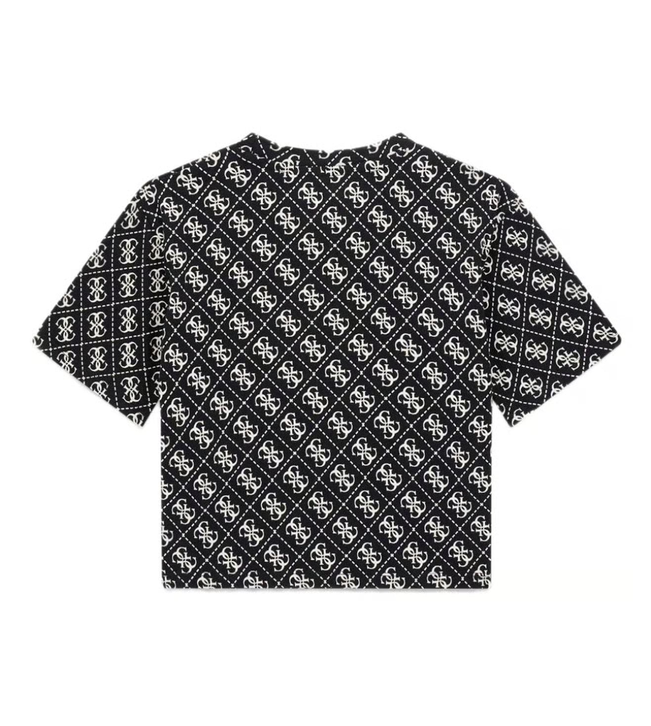 GUESS Girls Black Printed Regular Fit Cotton T-Shirt