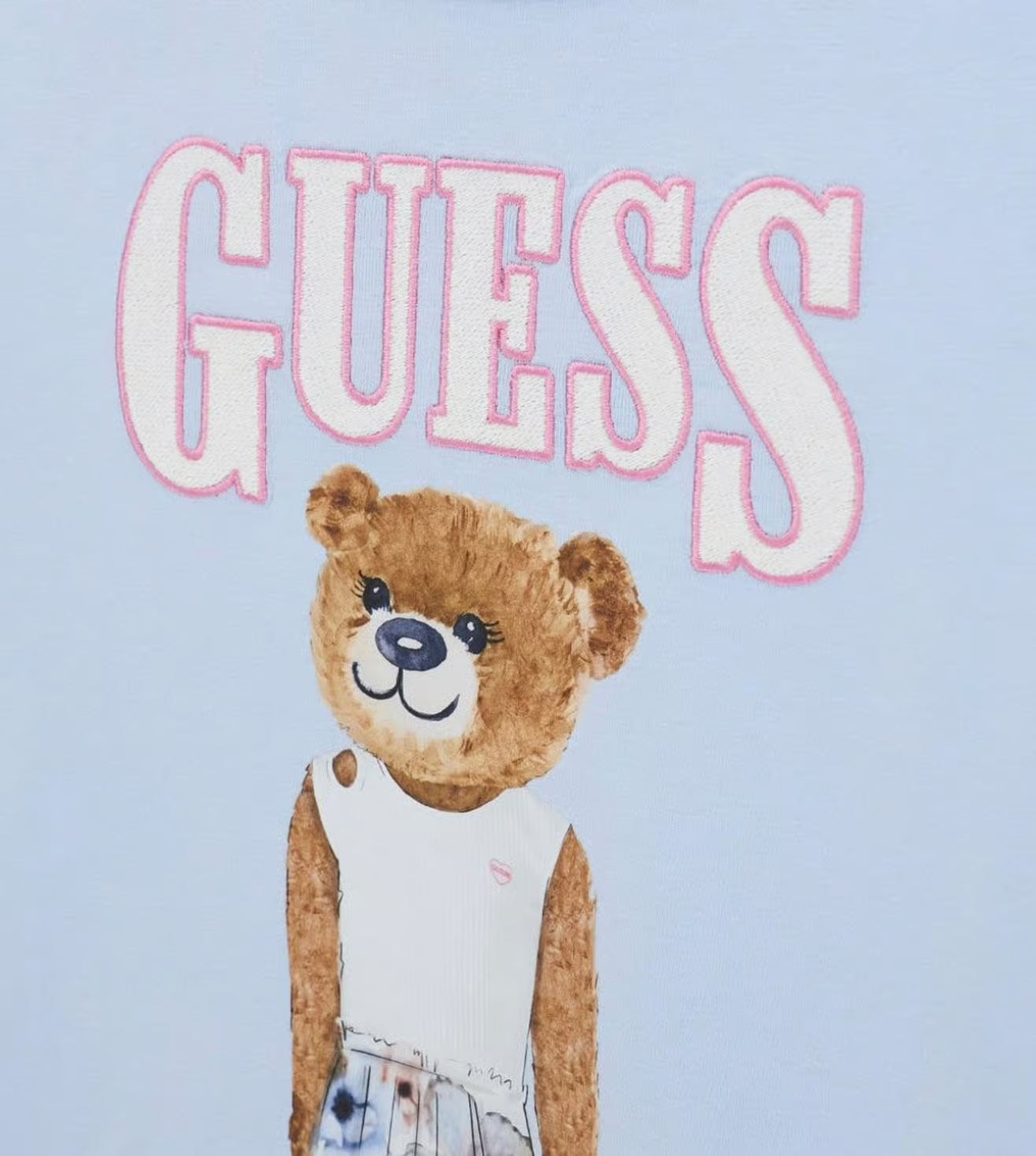 GUESS Girls Blue Printed Regular Fit Cotton T-Shirt