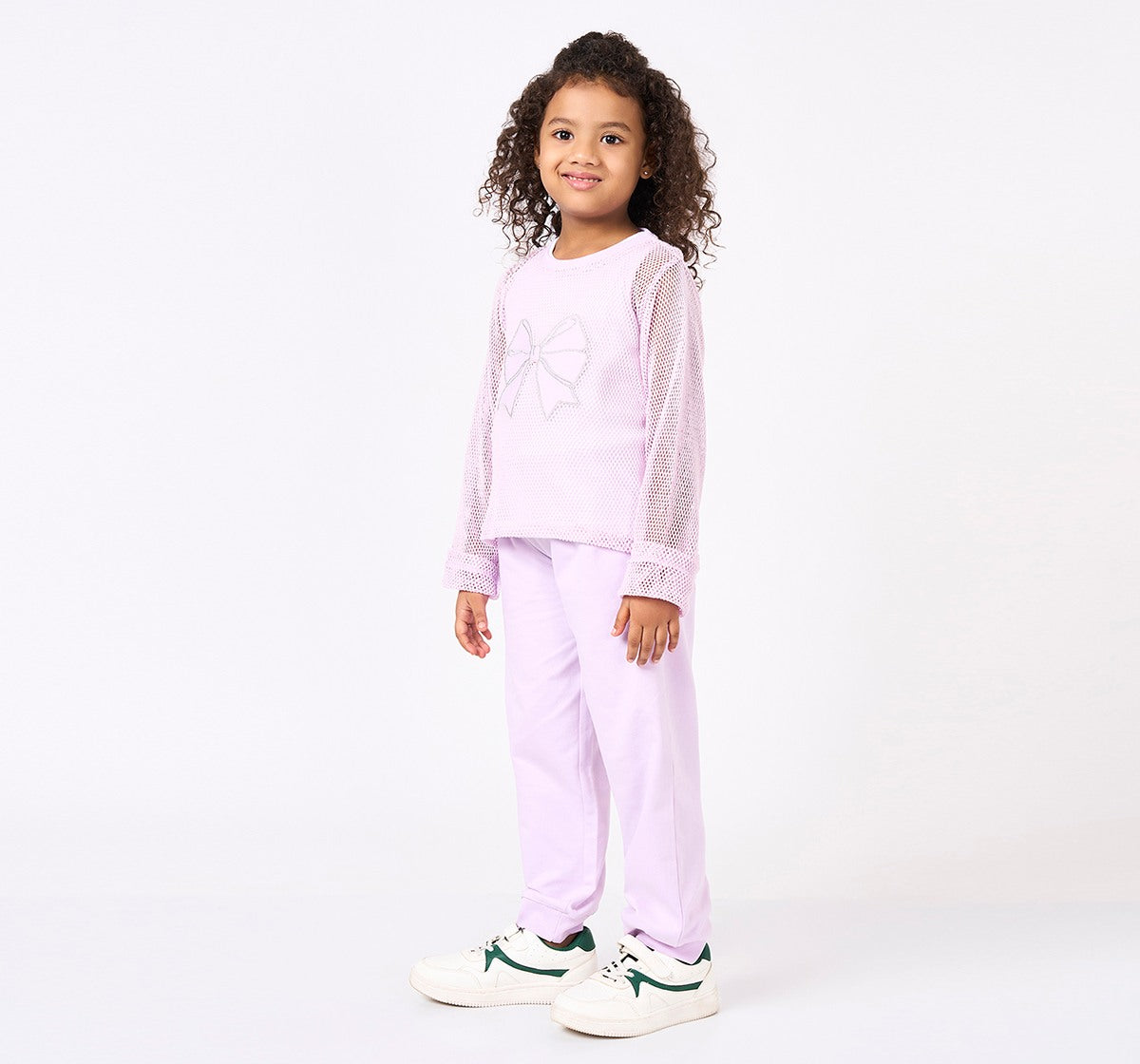 Cotton Mesh Top with Bottom 3 Pc Set Lilac