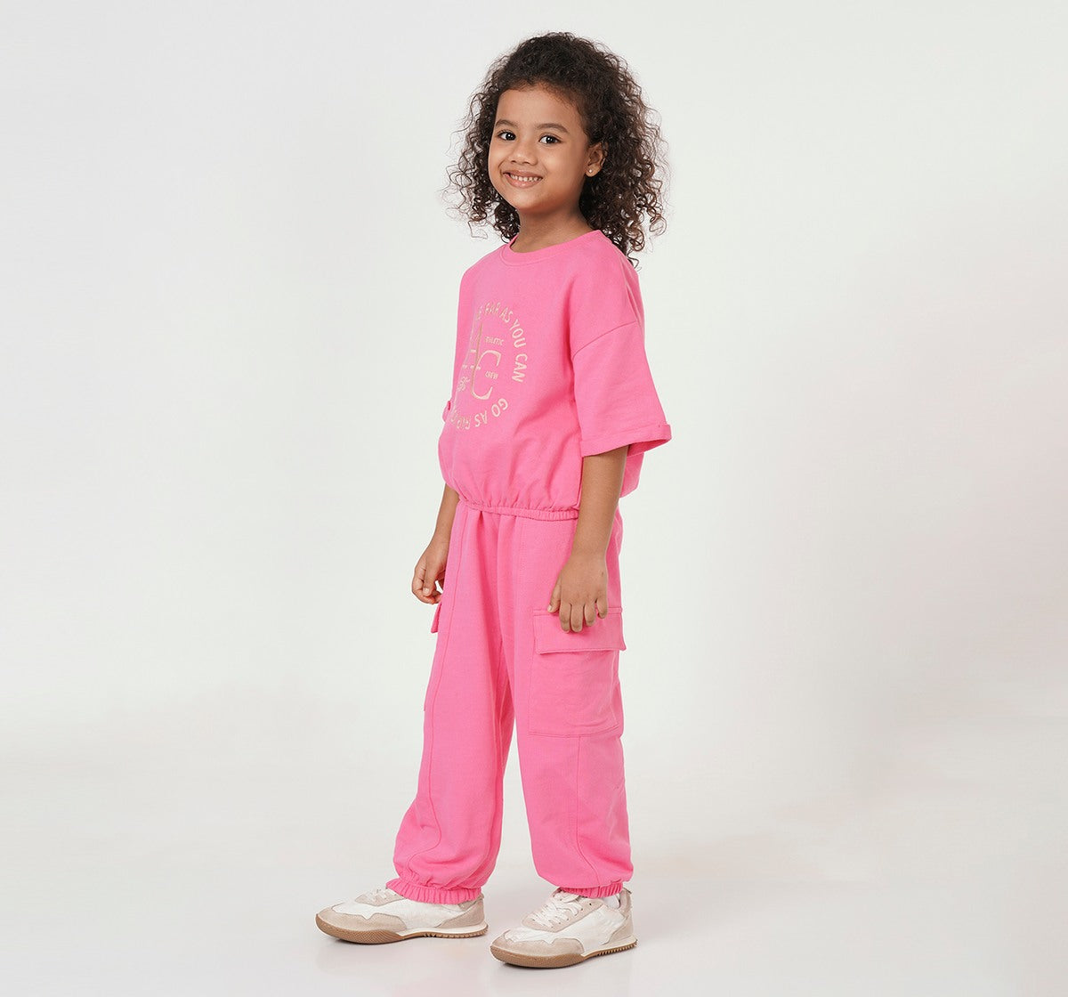 Anti Fit T-Shirt with Jogger Set Pink
