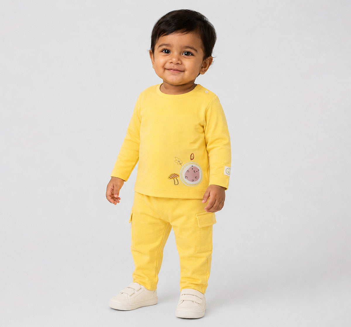 T-Shirt with Applique & Bottoms Set Yellow