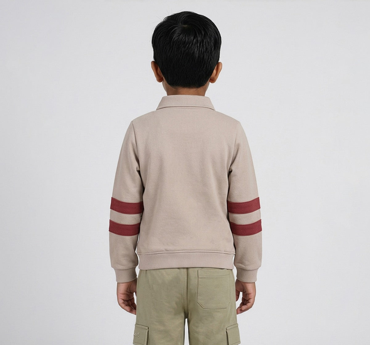 Polo Neck Sweatshirt Withapplique Details Beige