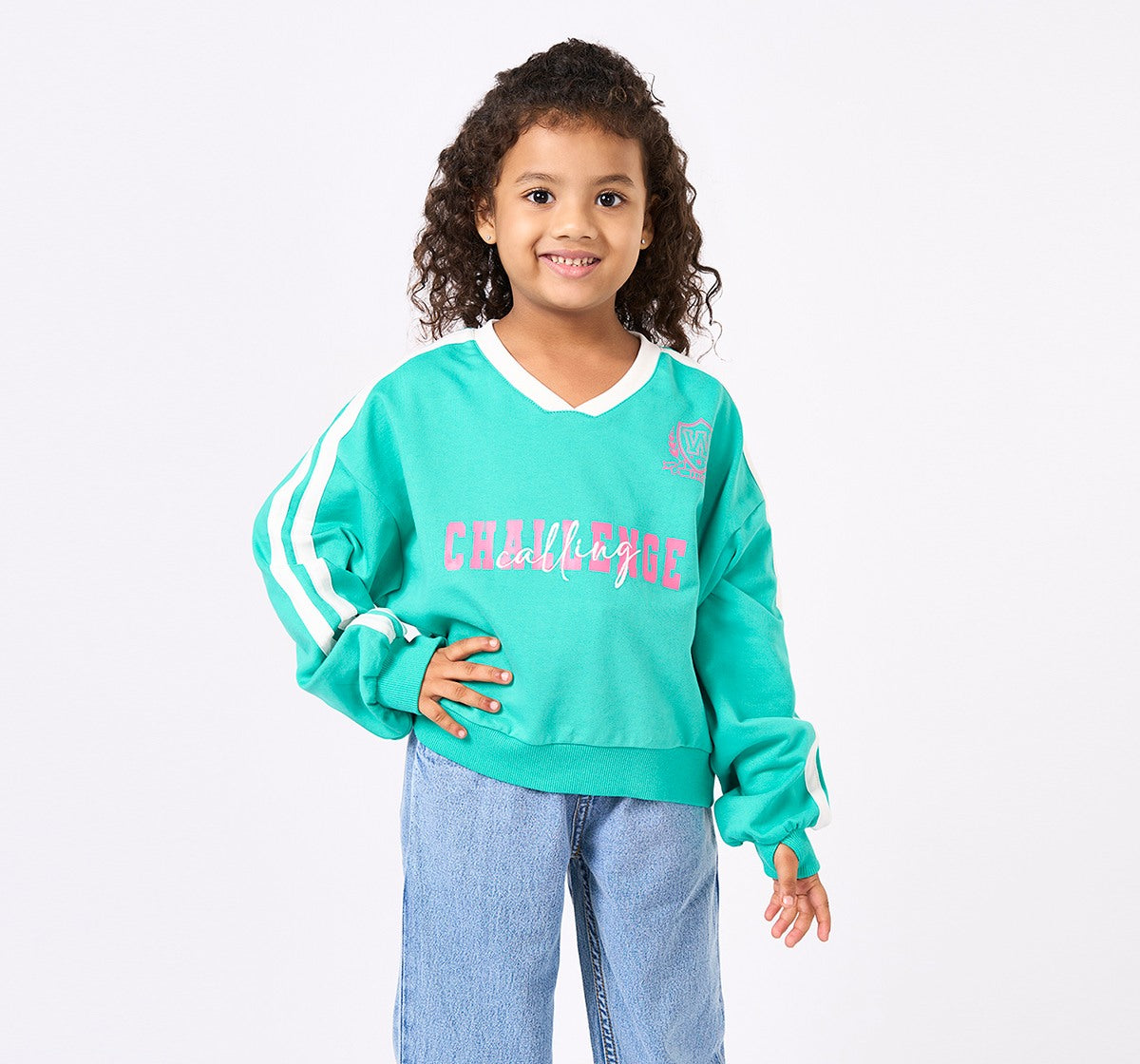 Boxy Fit Sweatshirt with Print Green