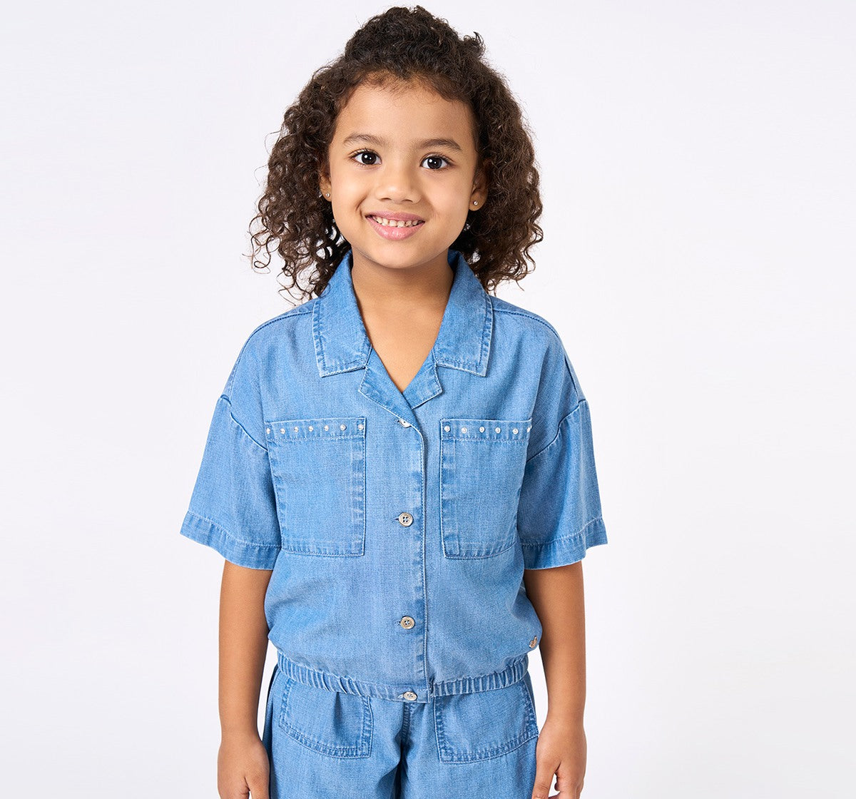 Denim Top with Jogger Set Blue