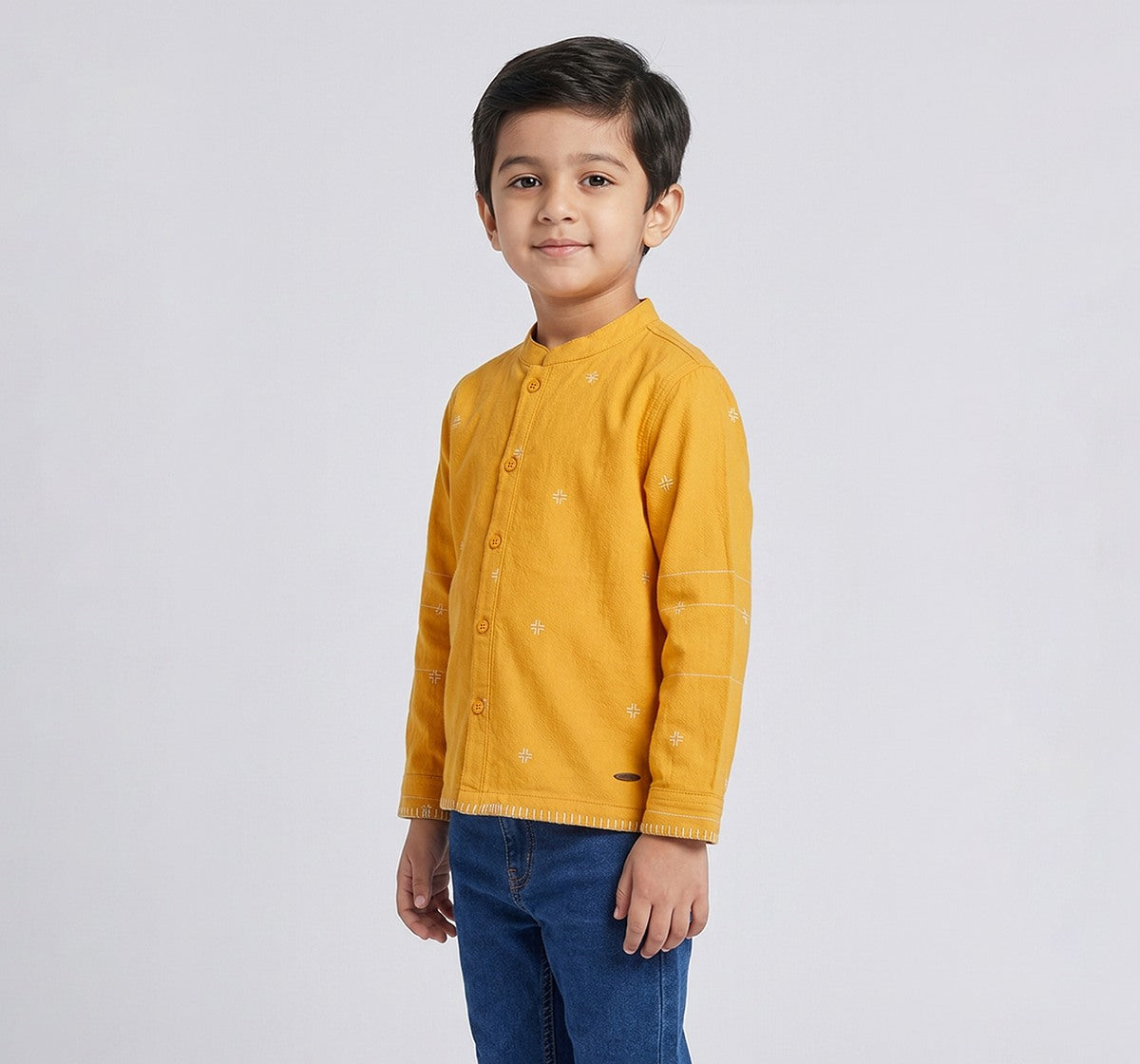 All Over Embroidered Shacket Yellow