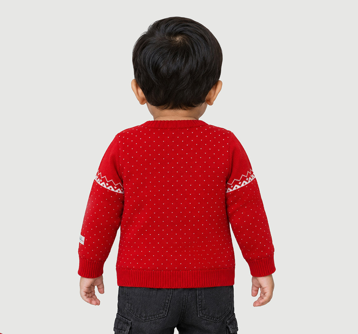 Sweater with Intarsia & Birdseye Red