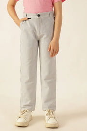 Boys Blue Striped Seersucker Formal Trousers