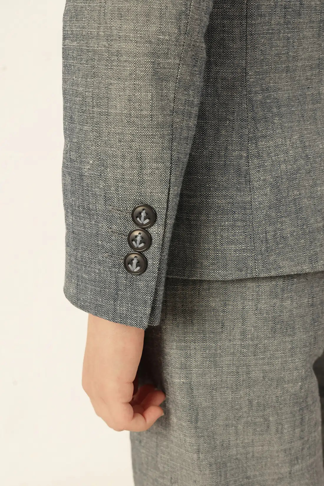 Boys Blue Chambray Cotton Formal Blazer