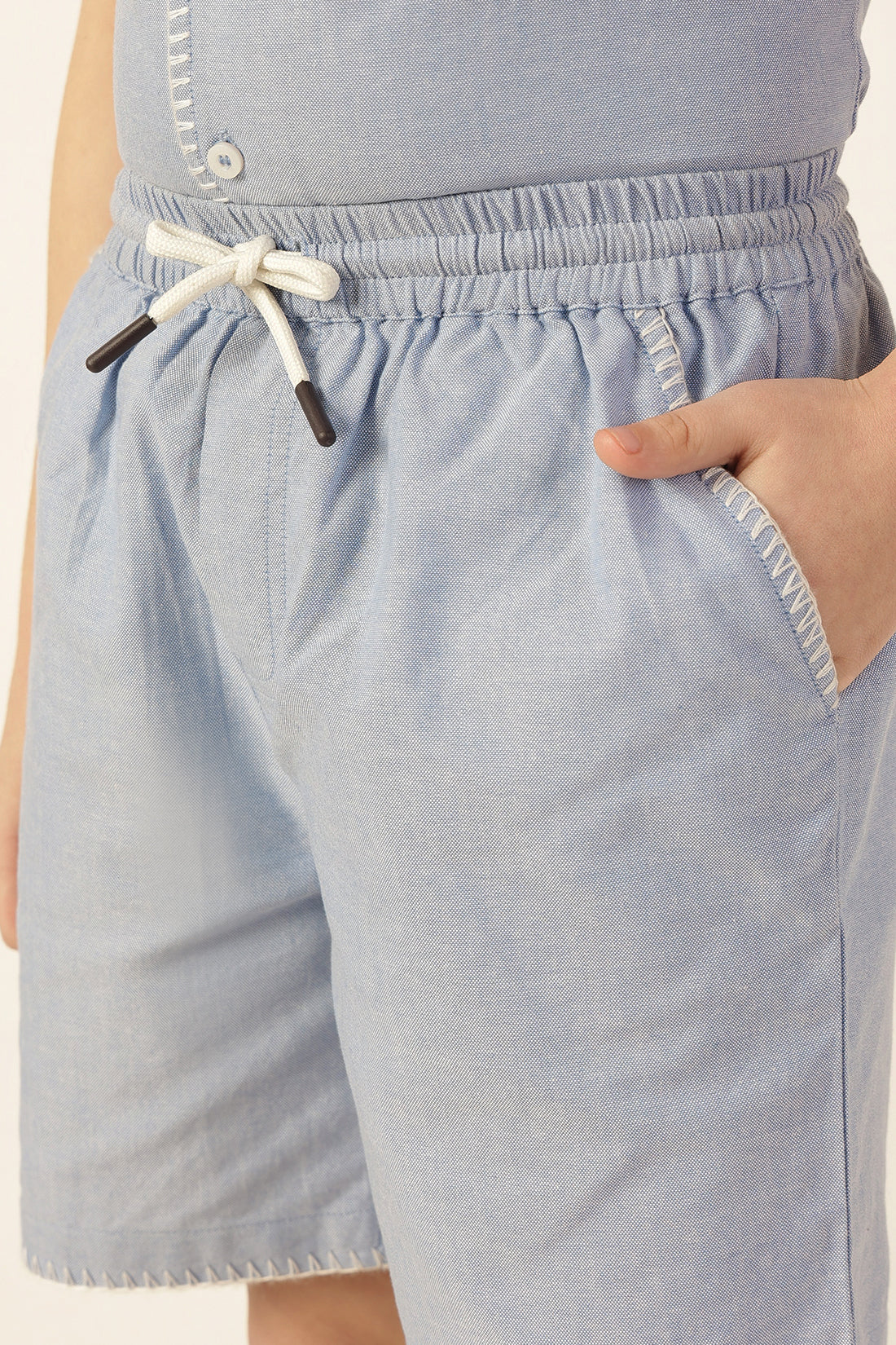 Boys Blue Drawstring Chambray Shorts