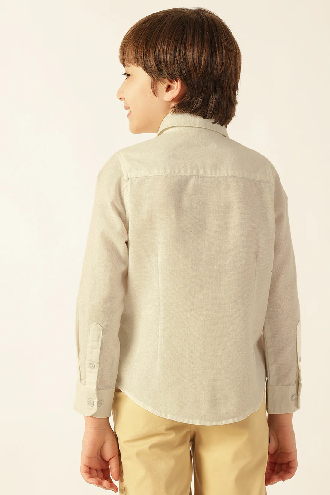 Boys White Solid Cotton Formal Shirt