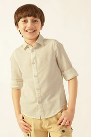 Boys White Solid Cotton Formal Shirt