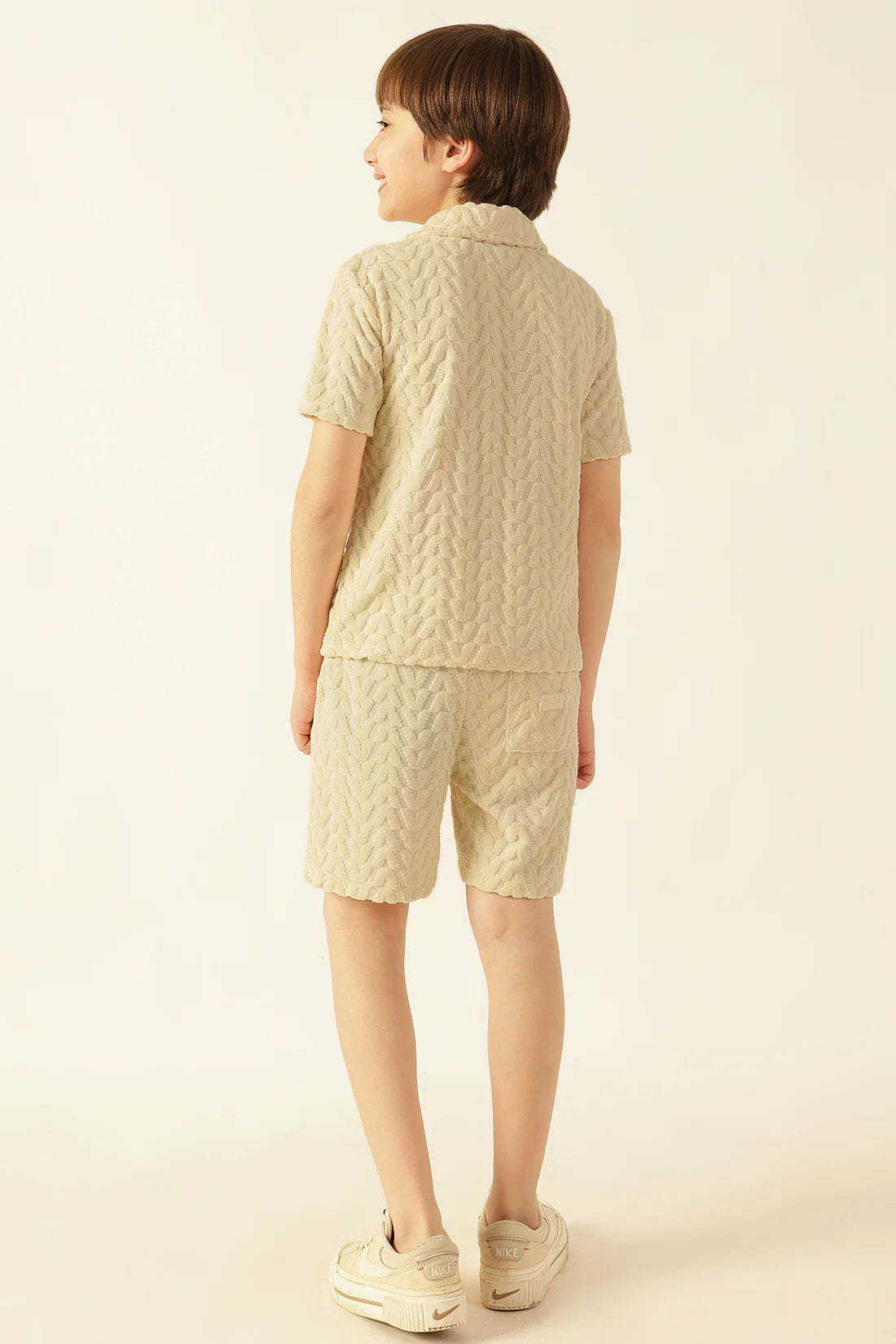 Boys Off White Terry Knit Casual Shorts