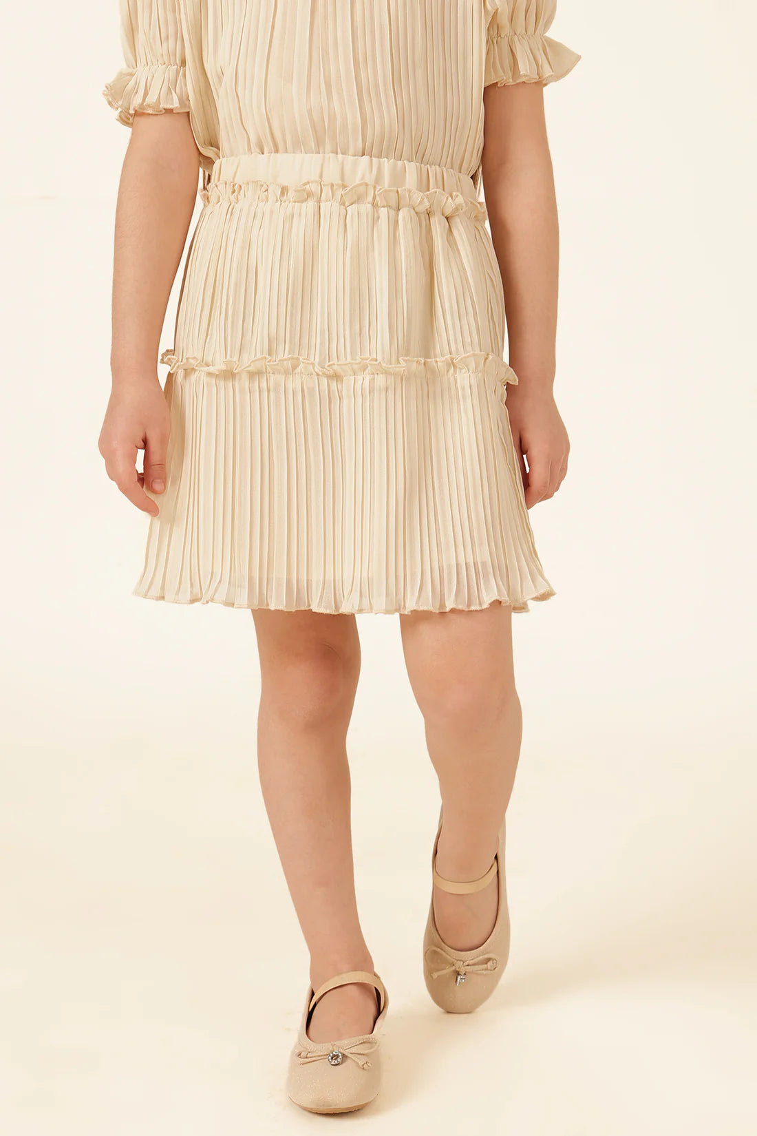 Girls Sand Solid Poly Georgette Skirt