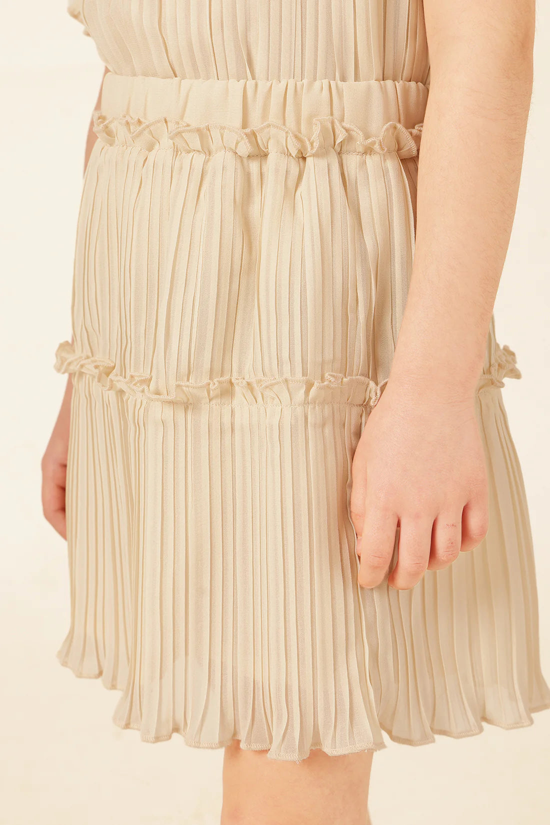 Girls Sand Solid Poly Georgette Skirt