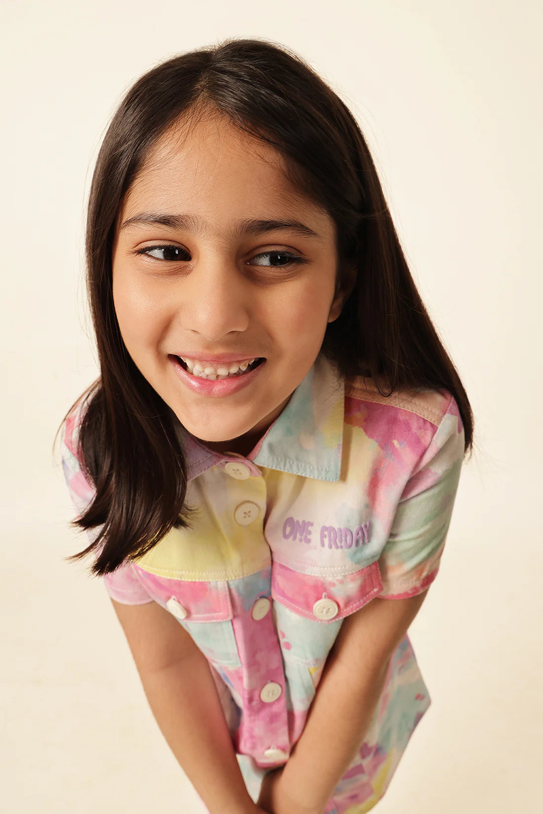 Girls Multi Tie Dye Cotton Shirt Dress